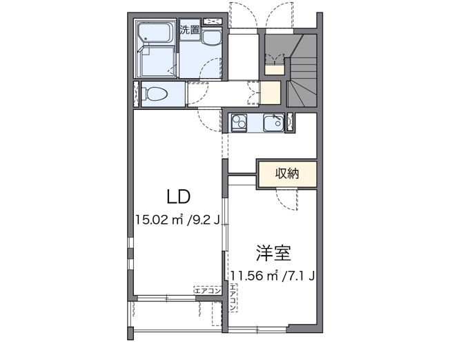 【間取り】 | クレイノマルイチ曙川　仲介手数料無料 | １LDK