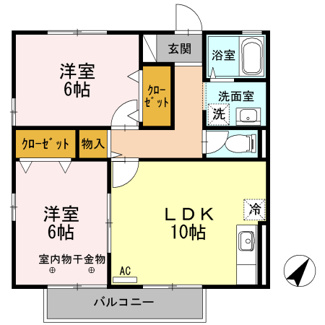 【間取り】 | ハイカムール米山B