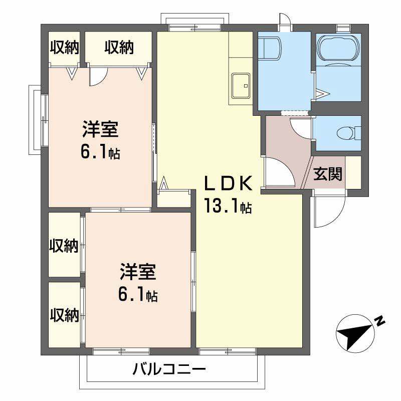 レインボーハイツ　A棟の間取り