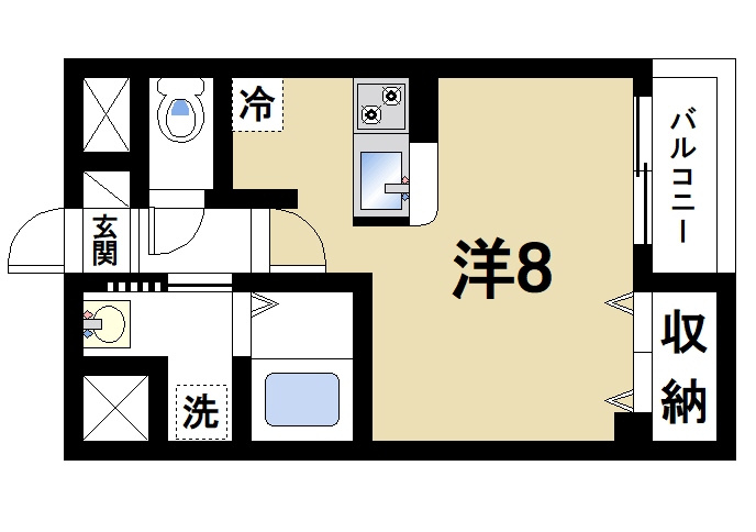 パレット法蓮の間取り|広々としたワンルームタイプの間取りです