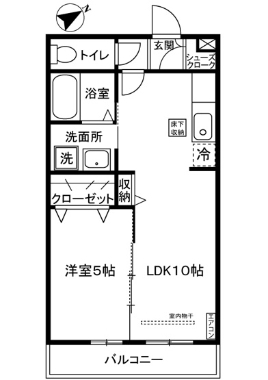 【間取り】 | クレールフラット | 1LDKタイプはキッチンと寝室を分けたい方におすすめです☆カップルさんや新婚さんにも大人気！全室洋室で過ごしやすいですね☆