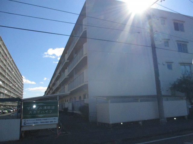 マープル津田沼スカイハイツＢ棟２階　習志野市袖ケ浦１丁目　中古マンションの外観|南西向きにつき明るい陽射しが差し込みます。