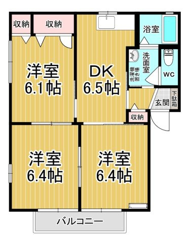 【間取り】 | ラフォーレ・ハピネスＡ | オール洋間☆ファミリーーさん向けの3DKのお部屋です♪
