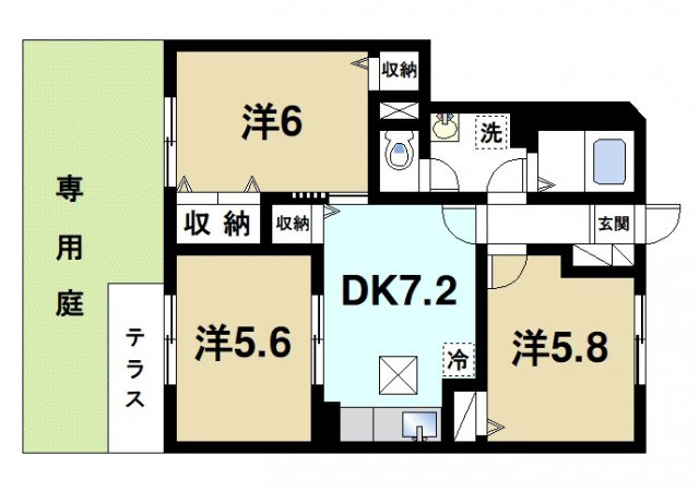 ブランドール　Ｂ（磯城郡）の間取り|3DKのお部屋です