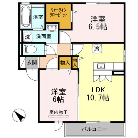 【間取り】 | フェリス馬越 | 2LDKのお部屋です