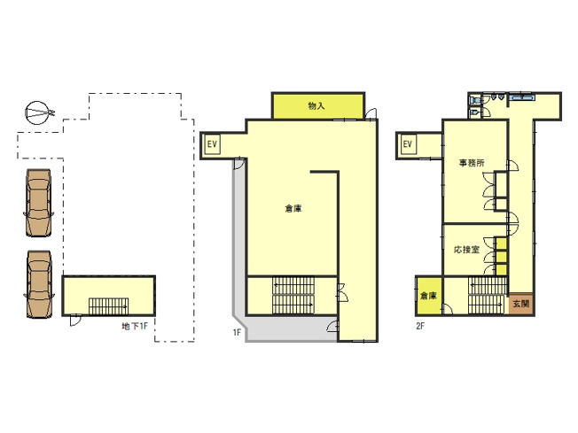 【間取り】 | 山科区北花山市田町　中古倉庫付き事務所