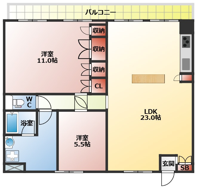 アビリティＫの間取り|２ＬＤＫの間取り