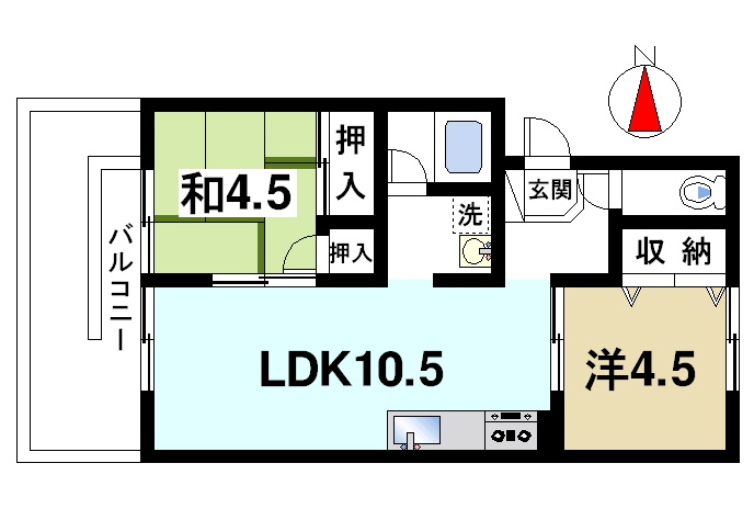 ハイツ中町の間取り|リビングが広くゆったりとくつろぐことができます