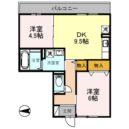 【間取り】 | レフィナードカルチェ　Ｃ棟 | ２DK