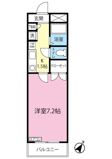 【間取り】 | ロイヤルハイツ東海大前 | はじめての一人暮らしの方や学生さんにオススメ！1Kタイプのお部屋です♪洋室で過ごしやすいですね☆