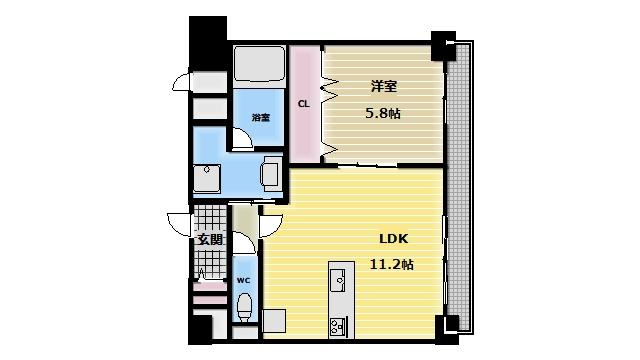 【間取り】 | エスポワール都貴 | 人気のカウンターキッチンの１ＬＤＫ