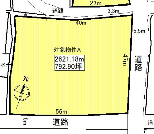 【土地図】 | 黒石市上十川土地 | 三方道路