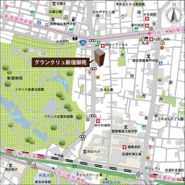 グランクリュ新宿御苑の地図|グランクリュ新宿御苑