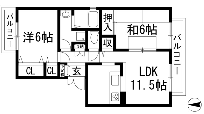 【間取り】 | ネオパーチェB棟