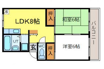【間取り】 | プレジール鹿野 | ２LDK
