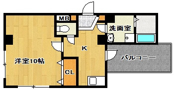 【間取り】 | ミリアビタNo.3 | 広々１０帖の居室です
