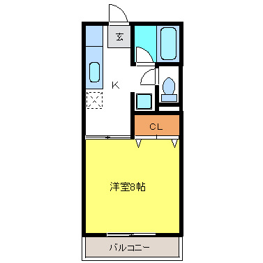 【間取り】 | シティハイムストーク | 広い８帖フローリングのお部屋です☆