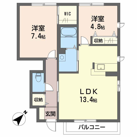 【間取り】 | シャーメゾン常盤 A棟 | 2LDKのお部屋です