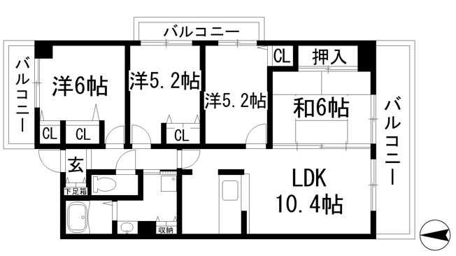 【間取り】 | パセオ清荒神2番館