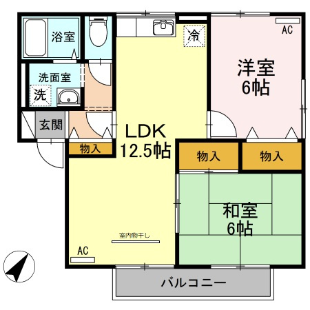 エスポワール三柳Ｂ棟の間取り