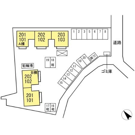 エスポワール三柳Ｂ棟の区画図