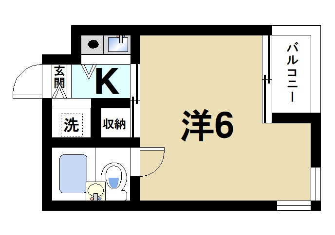 西本ビル（川原城町）の間取り|1Kのお部屋です