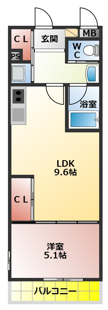 ルシアコートＭＩＴＳＵＹＡの間取り|１ＬＤＫの間取り