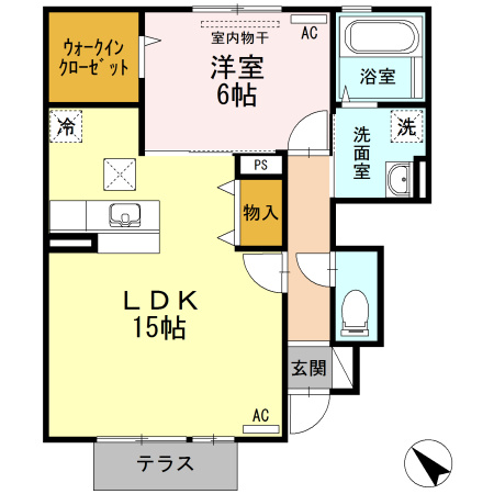 【間取り】 | ラポール山路 | 1LDKのお部屋です