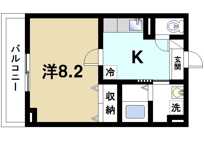 ハーベストⅠの間取り|ゆったりと暮らせる1Kの間取りです。