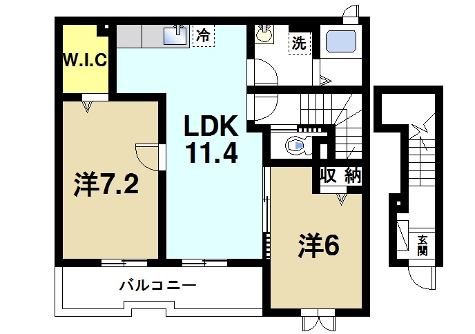 エテルノの間取り|リビングとゆとりのある居室がポイントのお部屋です