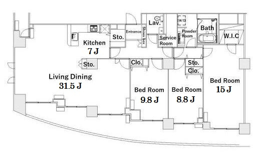 千代田区二番町の賃貸マンションの間取り