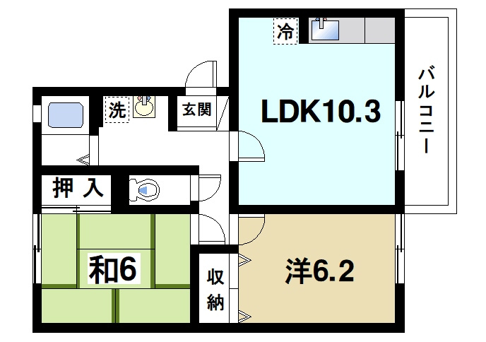 セジュールN IIの間取り|2LDKのお部屋です