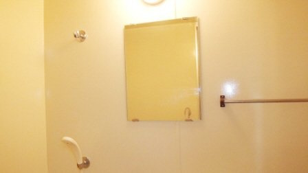 プラーティット本中山の洗面所|鏡付き浴室です