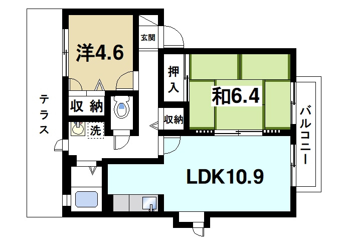 メゾンヴェール　Ａの間取り|南向きのバルコニーで日当たり良好
