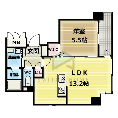 【間取り】 | ジュネファーレⅠ | 広々としたリビングでカウンターキッチンの使い勝手の良い間取りです