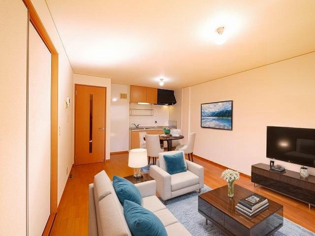 バードヒル　Ａ棟（上之庄）の居間・リビング|CGで家具等を配置したもので家具等は含まれません