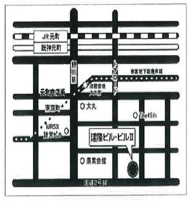 【地図】 | ２４時間使用可能の事務所ビル
