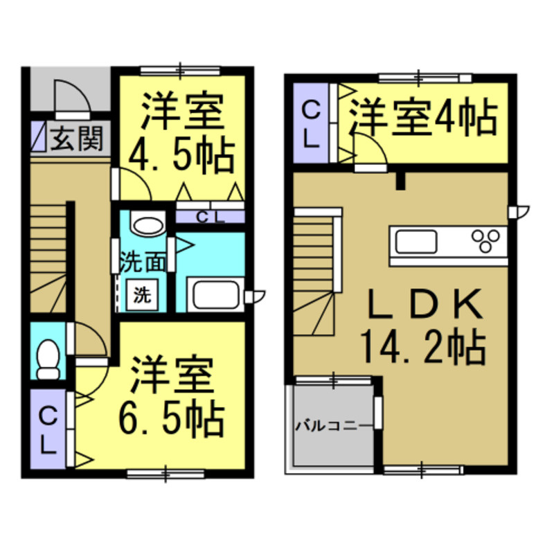 鯉江本町KODATEX　Ⅰの間取り