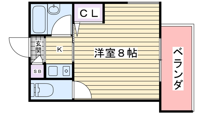 【間取り】 | ベルジュネス | １Ｋ