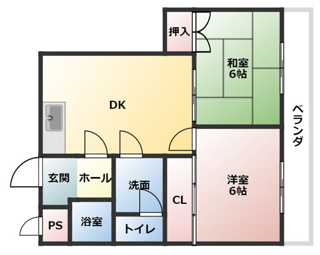 【間取り】 | アクティ金田 | ２DK