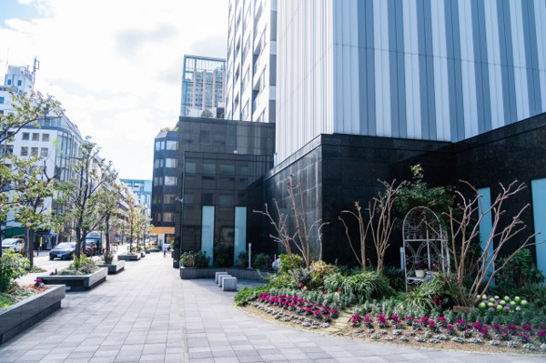 【周辺】 | 【アップルコート】開放感あふれるプレイロットです！華やかな植栽がマンション周辺を彩ります。