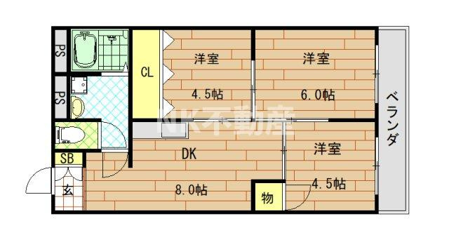 【間取り】 | コーポラス小阪（河内小阪賃貸） | 間取りです
