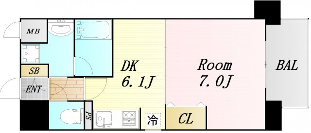南森町プライマリーワン　仲介手数料無料の間取り