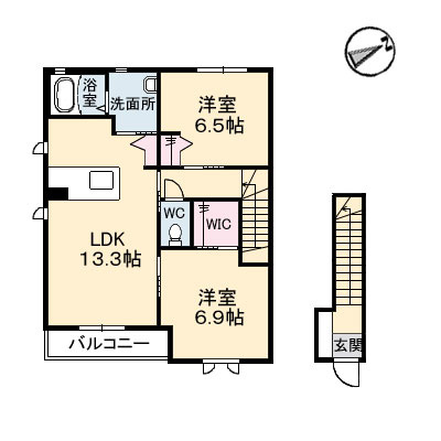 パインデュー　A棟の間取り