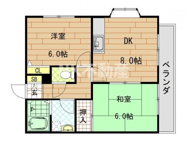 【間取り】 | リヴィエール菱南（河内小阪賃貸） | 間取りです