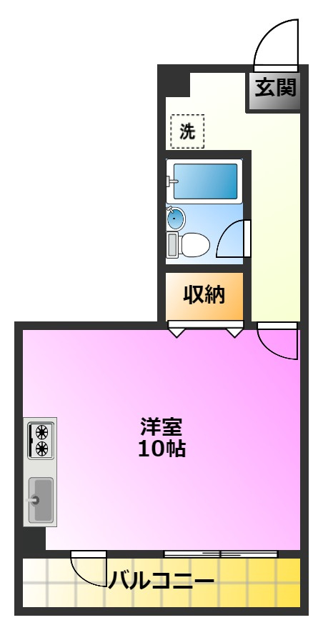ハイツオオクボの間取り|広々とした洋室１０帖になります☆