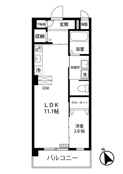 【間取り】 | フィオーレ登戸 | 1LDKタイプはキッチンと寝室を分けたい方におすすめです☆カップルさんや新婚さんにも大人気！全室洋室で過ごしやすいですね☆