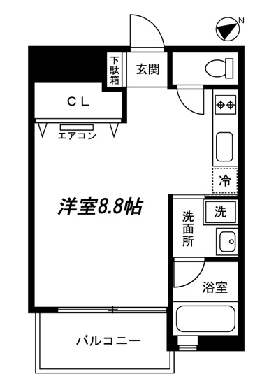 【間取り】 | ロイヤルパレスセンター南 | はじめての一人暮らしの方や学生さんにもオススメ！ワンルームタイプのお部屋です☆なんと言っても最上階なのが嬉しい♪