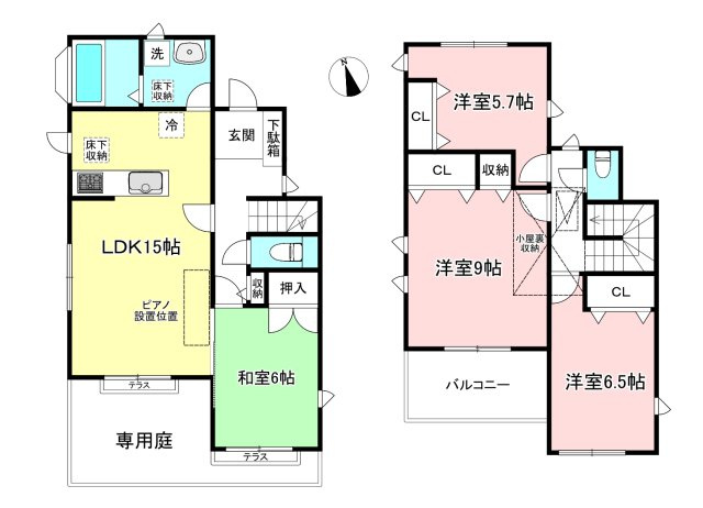 【間取り】 | アンソレイユ鶴川4 | 人数多めのファミリーさん向け4LDK！リビングダイニングキッチンは広々15帖もあります☆嬉しい小屋裏収納付き♪