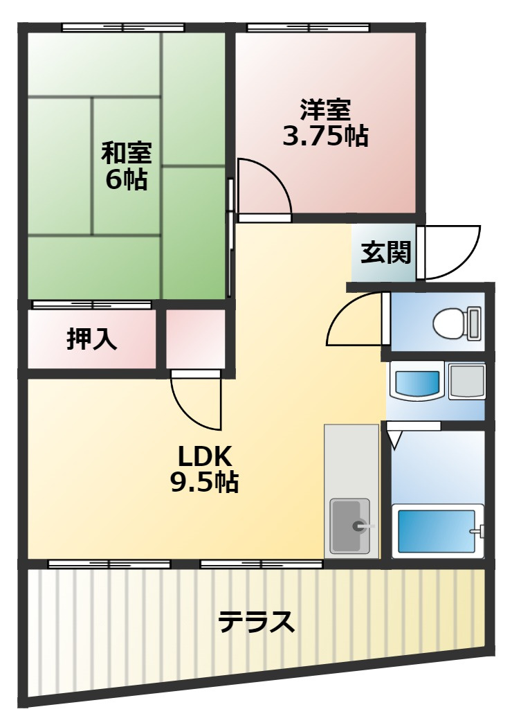 河原サンハイツAの間取り